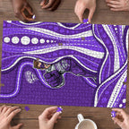 Hobart Hurricanes Puzzle Aboriginal Dot Art Purple White - Tribal Wave Pattern
