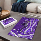 Hobart Hurricanes Puzzle Aboriginal Dot Art Purple White - Tribal Wave Pattern
