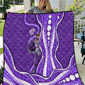 Hobart Hurricanes Quilt Aboriginal Dot Art Purple White - Tribal Wave Pattern