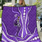 Hobart Hurricanes Quilt Aboriginal Dot Art Purple White - Tribal Wave Pattern
