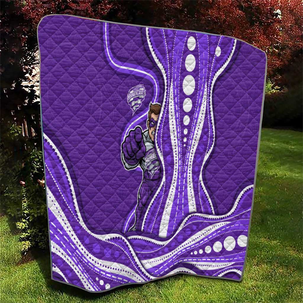 Hobart Hurricanes Quilt Aboriginal Dot Art Purple White - Tribal Wave Pattern