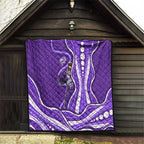 Hobart Hurricanes Quilt Aboriginal Dot Art Purple White - Tribal Wave Pattern