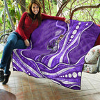 Hobart Hurricanes Quilt Aboriginal Dot Art Purple White - Tribal Wave Pattern