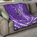 Hobart Hurricanes Quilt Aboriginal Dot Art Purple White - Tribal Wave Pattern