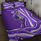 Hobart Hurricanes Quilt Bed Set Aboriginal Dot Art Purple White - Tribal Wave Pattern