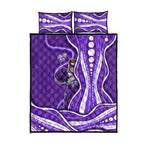 Hobart Hurricanes Quilt Bed Set Aboriginal Dot Art Purple White - Tribal Wave Pattern