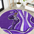Hobart Hurricanes Round Carpet Aboriginal Dot Art Purple White - Tribal Wave Pattern