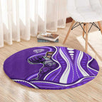 Hobart Hurricanes Round Carpet Aboriginal Dot Art Purple White - Tribal Wave Pattern