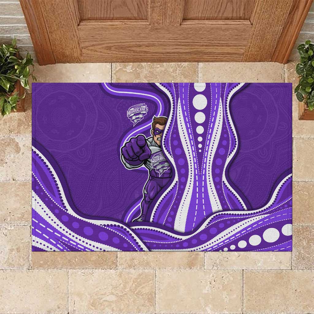 Hobart Hurricanes Rubber Doormat Aboriginal Dot Art Purple White - Tribal Wave Pattern