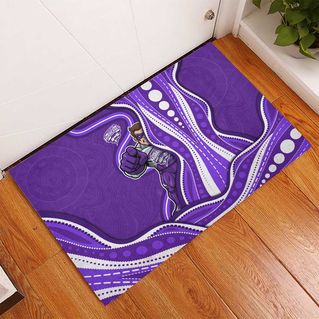 Hobart Hurricanes Rubber Doormat Aboriginal Dot Art Purple White - Tribal Wave Pattern