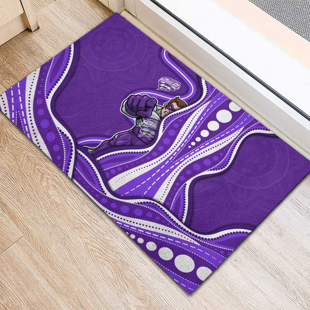 Hobart Hurricanes Rubber Doormat Aboriginal Dot Art Purple White - Tribal Wave Pattern