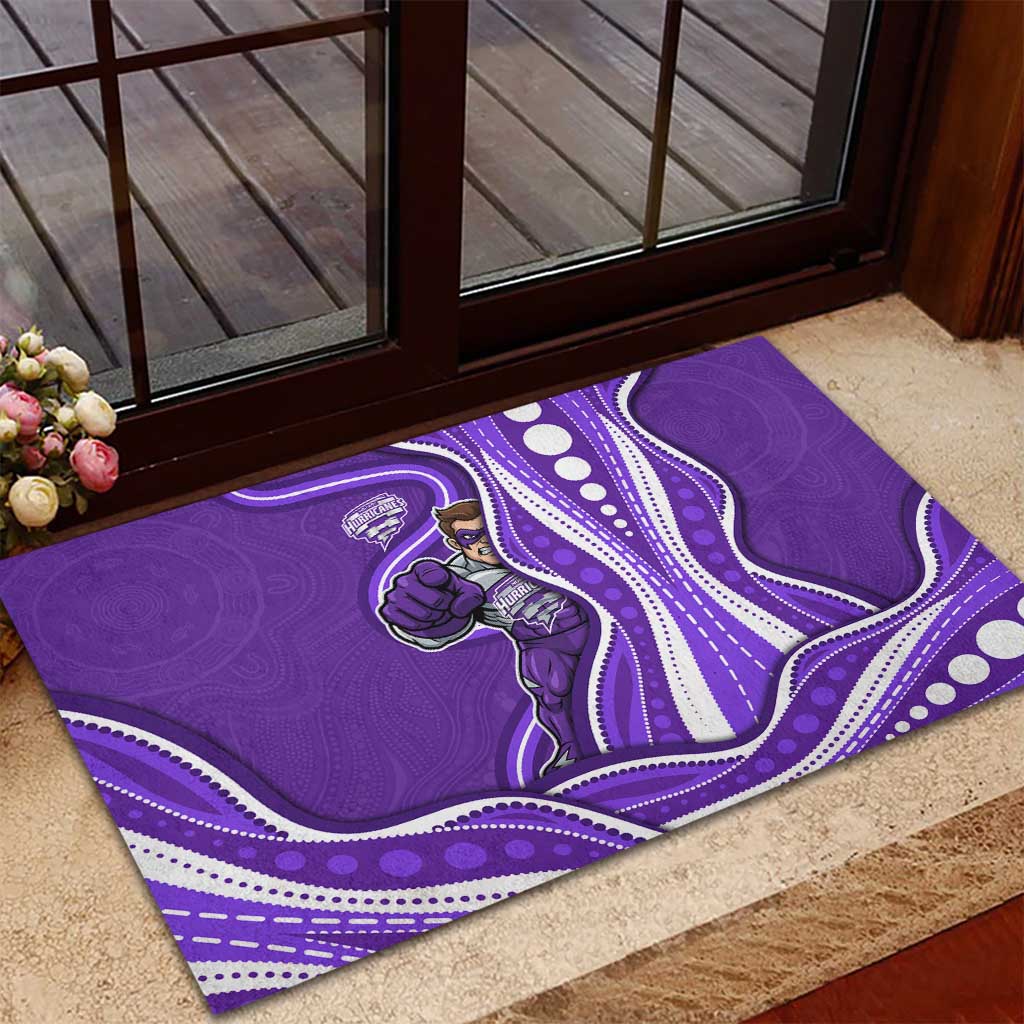 Hobart Hurricanes Rubber Doormat Aboriginal Dot Art Purple White - Tribal Wave Pattern
