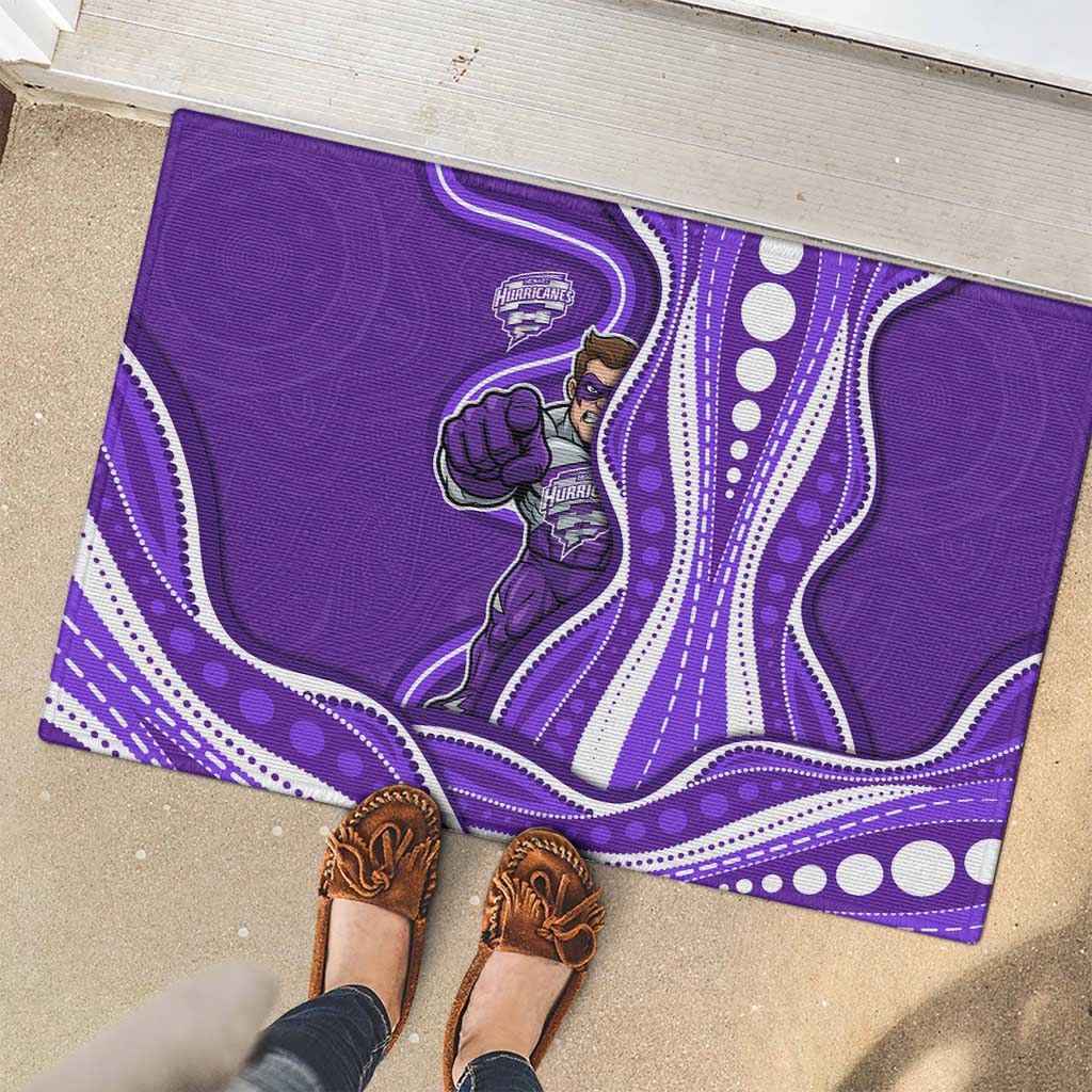 Hobart Hurricanes Rubber Doormat Aboriginal Dot Art Purple White - Tribal Wave Pattern