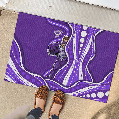 Hobart Hurricanes Rubber Doormat Aboriginal Dot Art Purple White - Tribal Wave Pattern