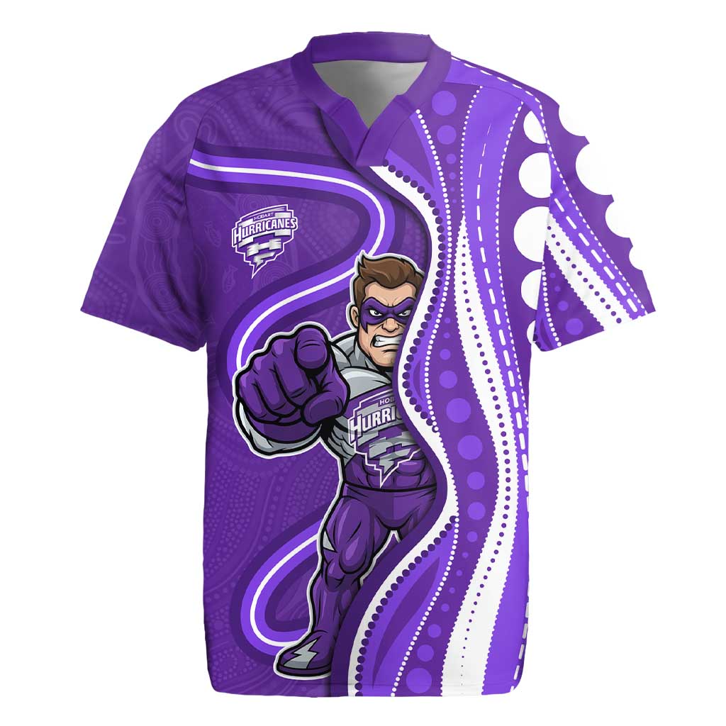 Hobart Hurricanes Rugby Jersey Aboriginal Dot Art Purple White - Tribal Wave Pattern