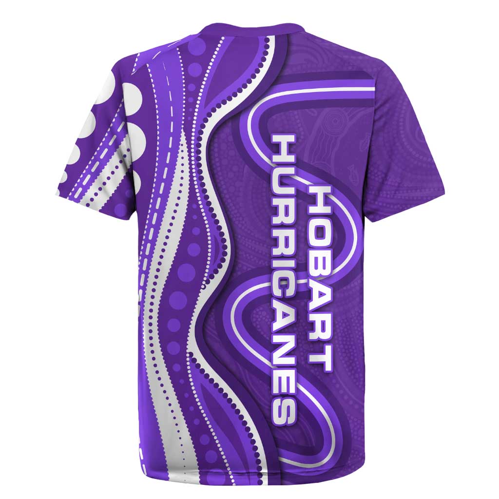 Hobart Hurricanes Rugby Jersey Aboriginal Dot Art Purple White - Tribal Wave Pattern