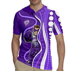 Hobart Hurricanes Rugby Jersey Aboriginal Dot Art Purple White - Tribal Wave Pattern