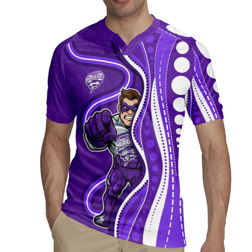 Hobart Hurricanes Rugby Jersey Aboriginal Dot Art Purple White - Tribal Wave Pattern