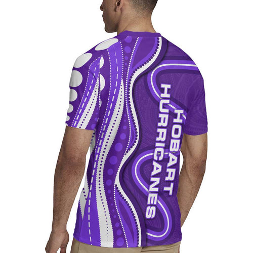 Hobart Hurricanes Rugby Jersey Aboriginal Dot Art Purple White - Tribal Wave Pattern