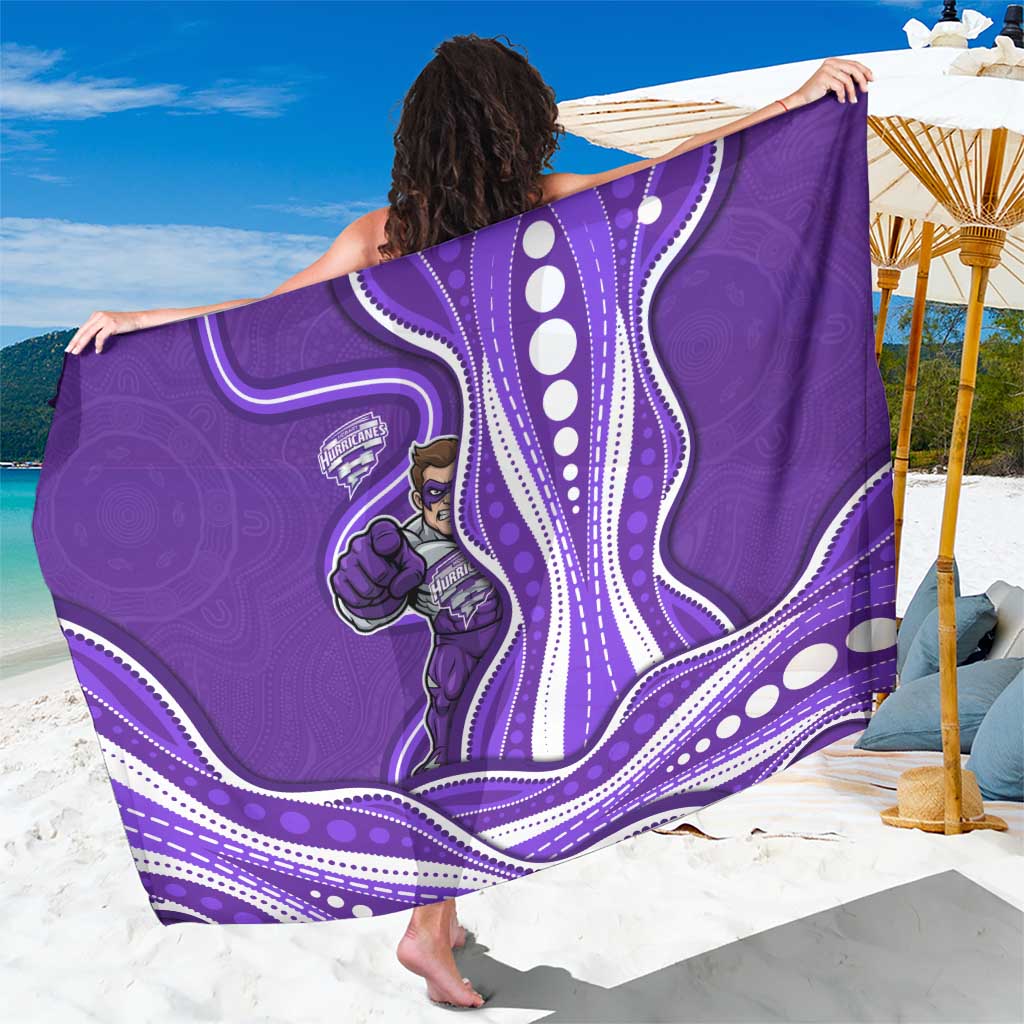 Hobart Hurricanes Sarong Aboriginal Dot Art Purple White - Tribal Wave Pattern
