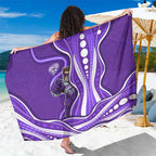 Hobart Hurricanes Sarong Aboriginal Dot Art Purple White - Tribal Wave Pattern