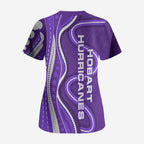 Hobart Hurricanes Scrub Top Aboriginal Dot Art Purple White - Tribal Wave Pattern
