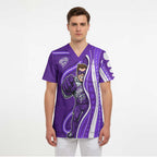 Hobart Hurricanes Scrub Top Aboriginal Dot Art Purple White - Tribal Wave Pattern