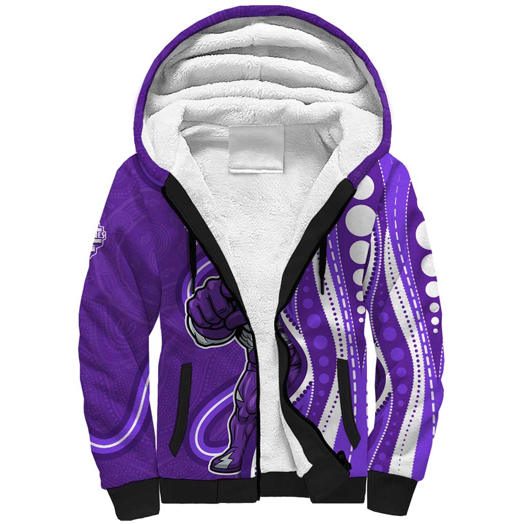 Hobart Hurricanes Sherpa Hoodie Aboriginal Dot Art Purple White - Tribal Wave Pattern