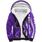 Hobart Hurricanes Sherpa Hoodie Aboriginal Dot Art Purple White - Tribal Wave Pattern