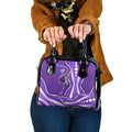 Hobart Hurricanes Shoulder Handbag Aboriginal Dot Art Purple White - Tribal Wave Pattern