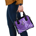 Hobart Hurricanes Shoulder Handbag Aboriginal Dot Art Purple White - Tribal Wave Pattern
