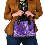 Hobart Hurricanes Shoulder Handbag Aboriginal Dot Art Purple White - Tribal Wave Pattern