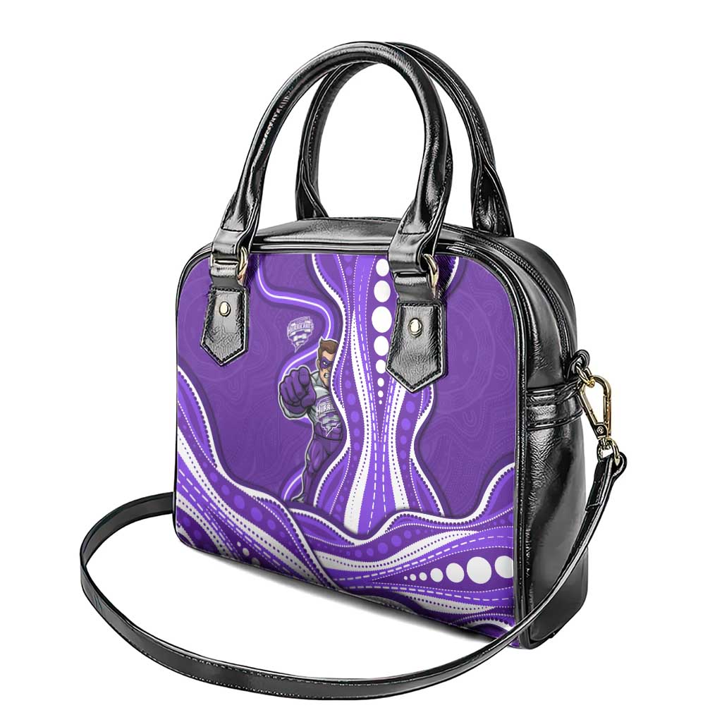 Hobart Hurricanes Shoulder Handbag Aboriginal Dot Art Purple White - Tribal Wave Pattern