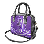 Hobart Hurricanes Shoulder Handbag Aboriginal Dot Art Purple White - Tribal Wave Pattern