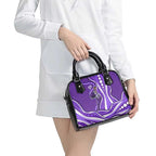 Hobart Hurricanes Shoulder Handbag Aboriginal Dot Art Purple White - Tribal Wave Pattern