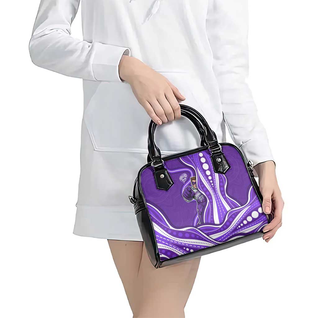 Hobart Hurricanes Shoulder Handbag Aboriginal Dot Art Purple White - Tribal Wave Pattern