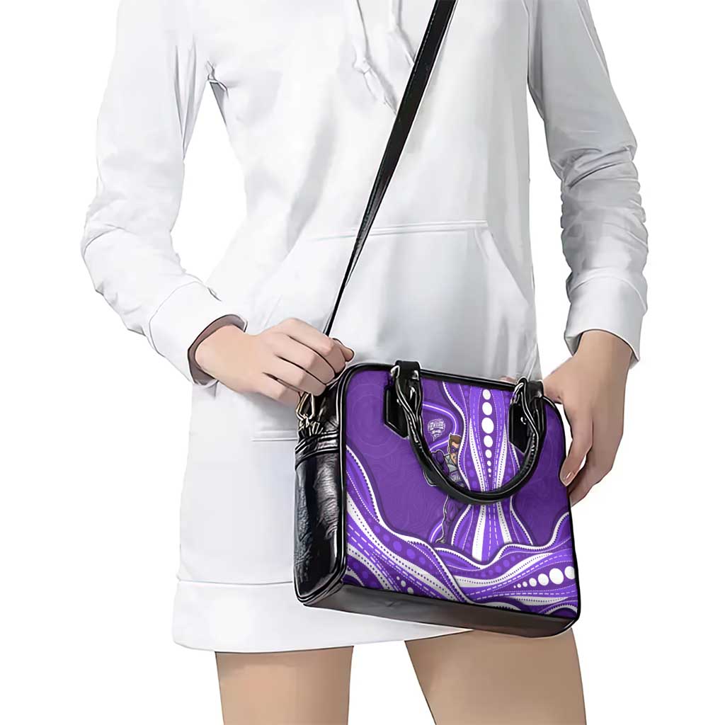Hobart Hurricanes Shoulder Handbag Aboriginal Dot Art Purple White - Tribal Wave Pattern