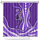 Hobart Hurricanes Shower Curtain Aboriginal Dot Art Purple White - Tribal Wave Pattern