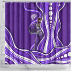 Hobart Hurricanes Shower Curtain Aboriginal Dot Art Purple White - Tribal Wave Pattern
