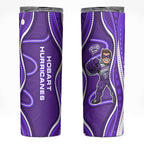 Hobart Hurricanes Skinny Tumbler Aboriginal Dot Art Purple White - Tribal Wave Pattern