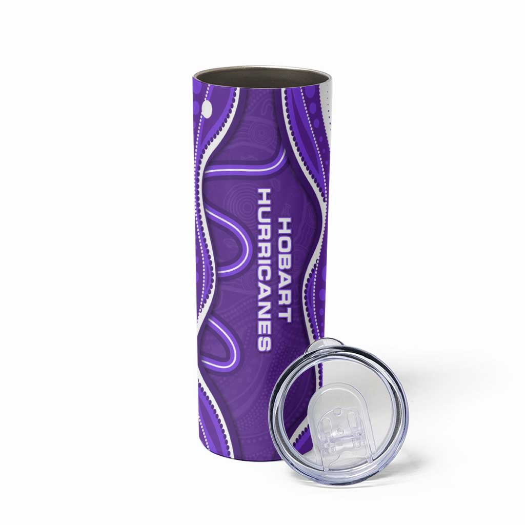 Hobart Hurricanes Skinny Tumbler Aboriginal Dot Art Purple White - Tribal Wave Pattern