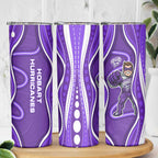 Hobart Hurricanes Skinny Tumbler Aboriginal Dot Art Purple White - Tribal Wave Pattern