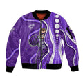 Hobart Hurricanes Sleeve Zip Bomber Jacket Aboriginal Dot Art Purple White - Tribal Wave Pattern