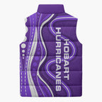 Hobart Hurricanes Sleeveless Puffer Jacket Aboriginal Dot Art Purple White - Tribal Wave Pattern