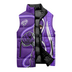 Hobart Hurricanes Sleeveless Puffer Jacket Aboriginal Dot Art Purple White - Tribal Wave Pattern