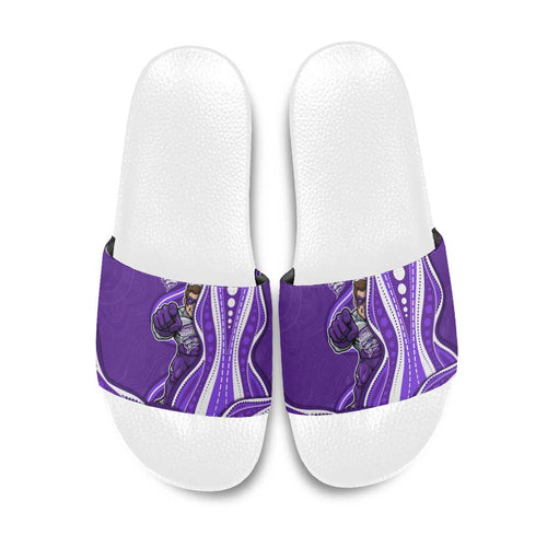 Hobart Hurricanes Slide Sandals Aboriginal Dot Art Purple White - Tribal Wave Pattern
