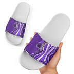 Hobart Hurricanes Slide Sandals Aboriginal Dot Art Purple White - Tribal Wave Pattern