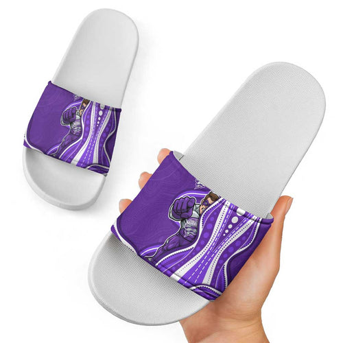 Hobart Hurricanes Slide Sandals Aboriginal Dot Art Purple White - Tribal Wave Pattern