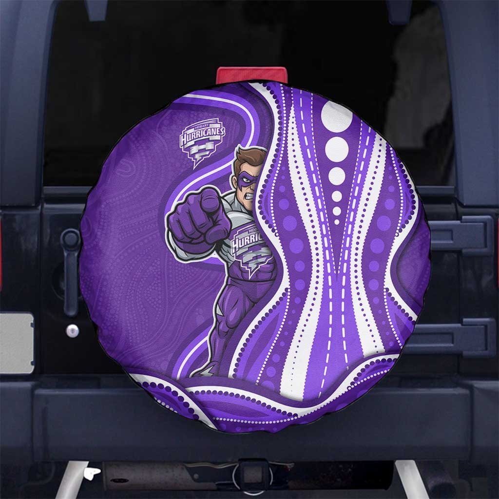 Hobart Hurricanes Spare Tire Cover Aboriginal Dot Art Purple White - Tribal Wave Pattern
