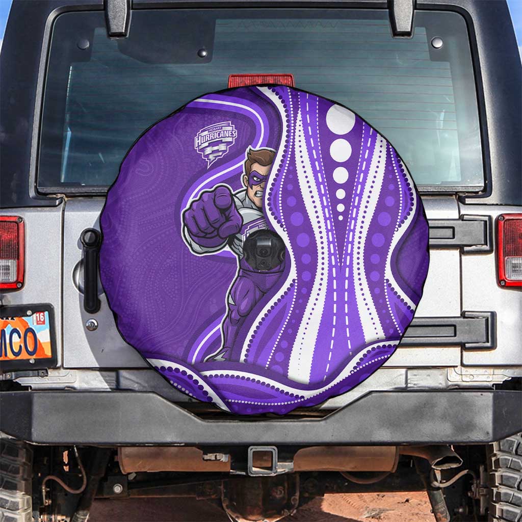 Hobart Hurricanes Spare Tire Cover Aboriginal Dot Art Purple White - Tribal Wave Pattern